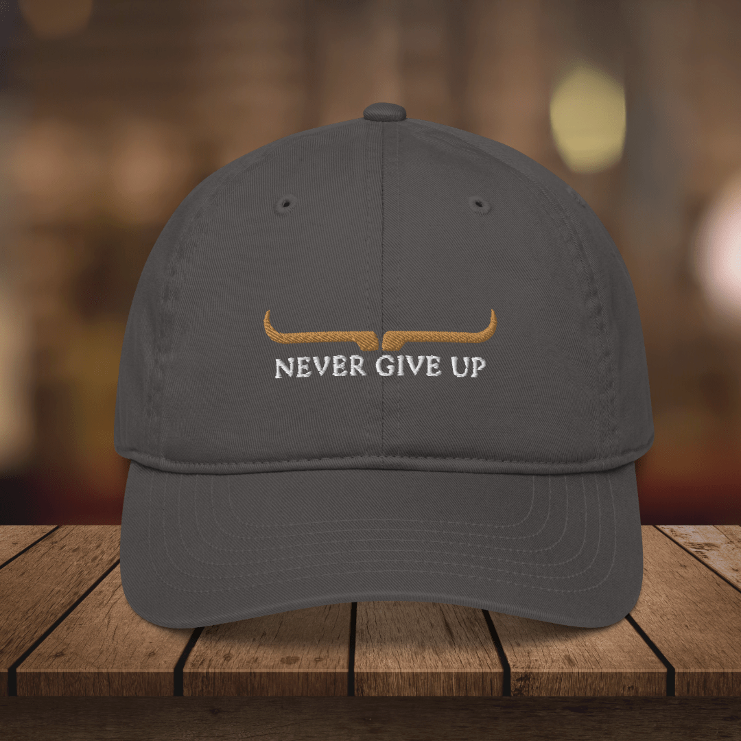 Never Give up| bull logo| Cotton Cap